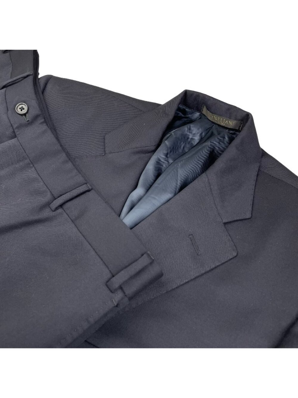 Corneliani Men's 100% Wool 2-Button Suit Navy Blue • Italy • 44S | 34x30